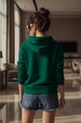 Green Plain Spun Regular Fit Hoodie
