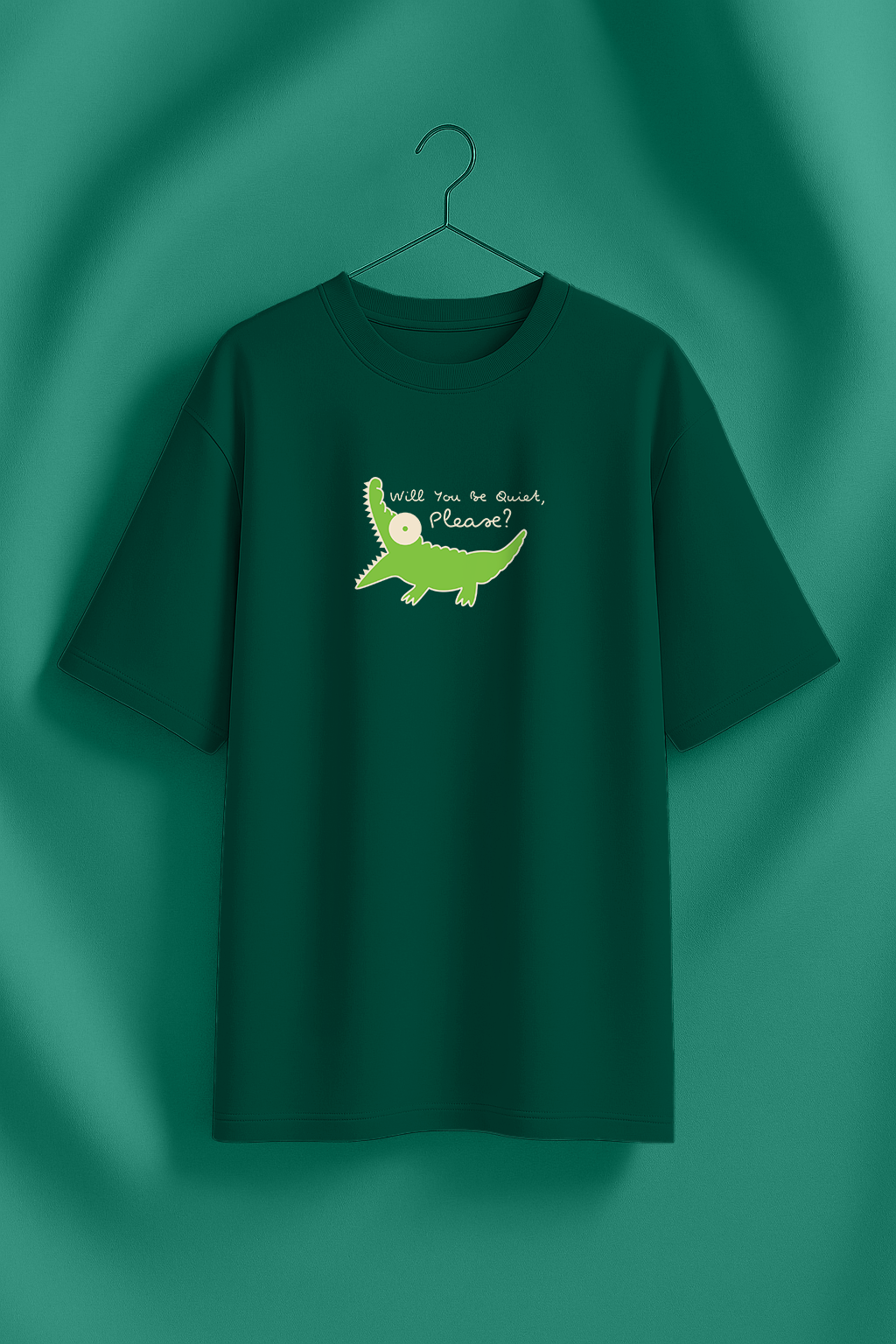 Quick Please Green Oversized Graphic T-Shirt