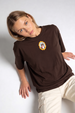 Kitten Brown Oversized Graphic Printed T-Shirt
