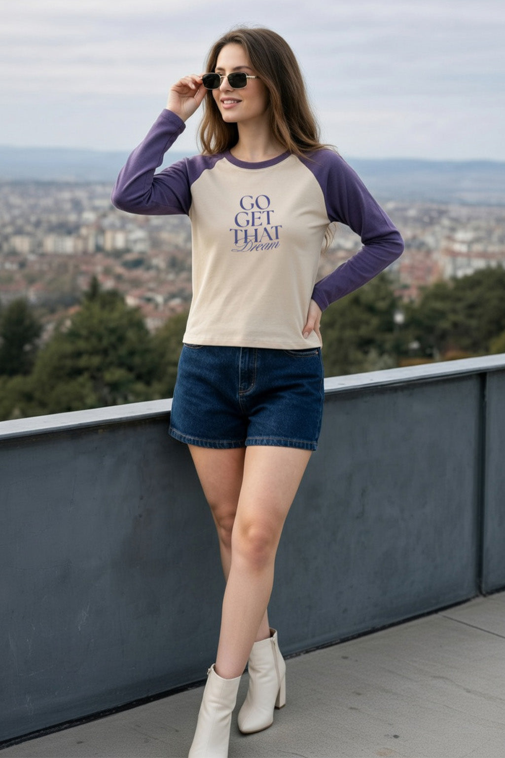 Go Get That Dream  Raglan Printed Full Sleeve Regular Fit T-Shirt