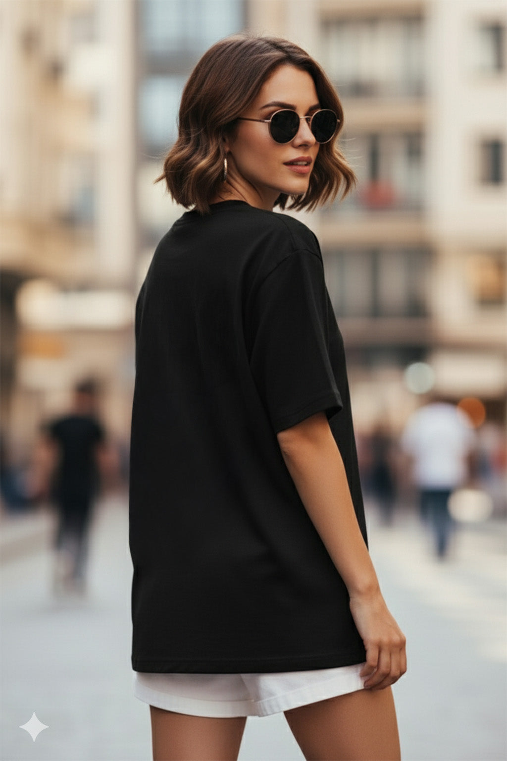 Moana Black Oversized Fit Graphic T-Shirt