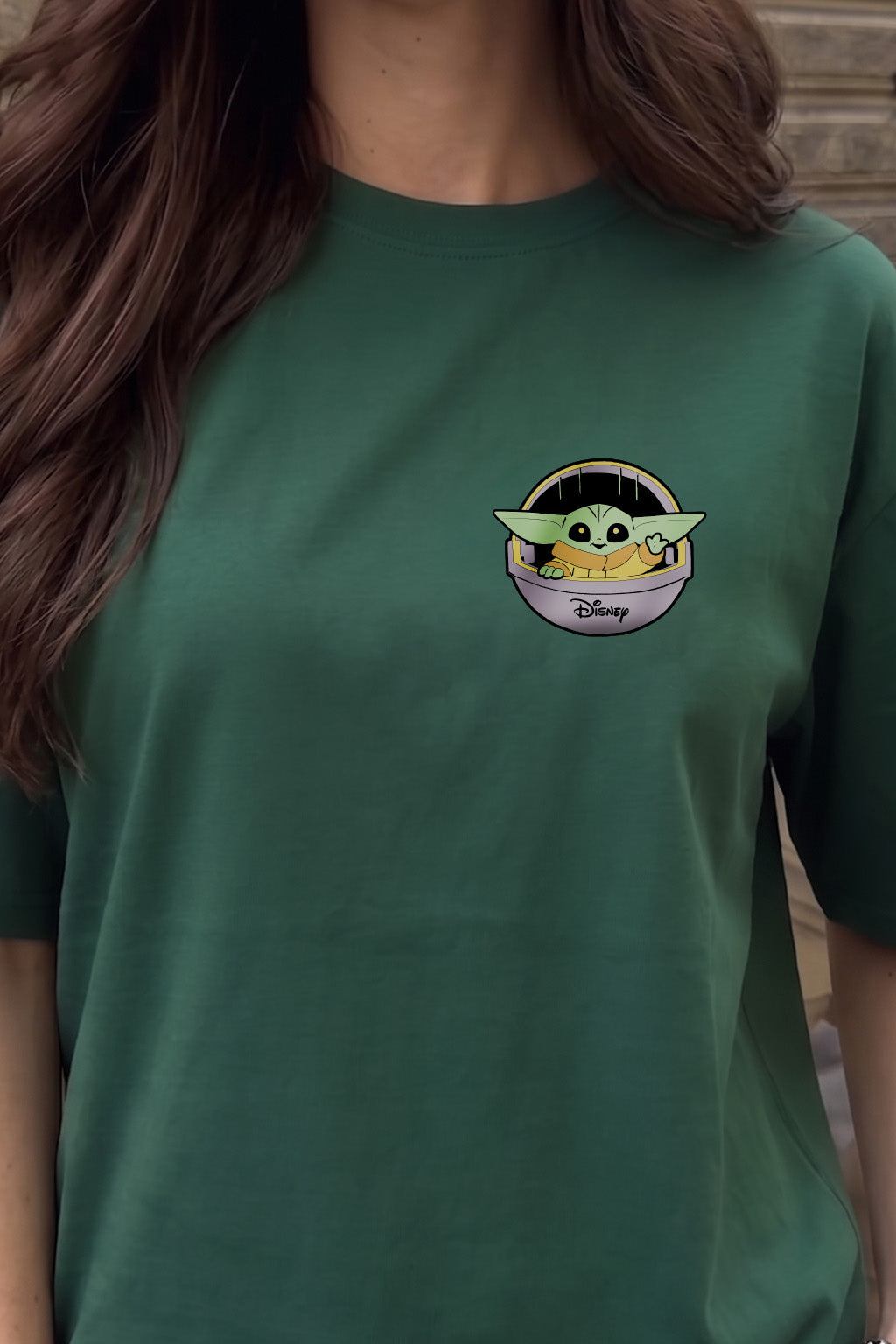 Disney Grogu Yoda green Oversized Graphic T-Shirt