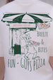 Fun Pizza White Oversized Printed T-Shirt