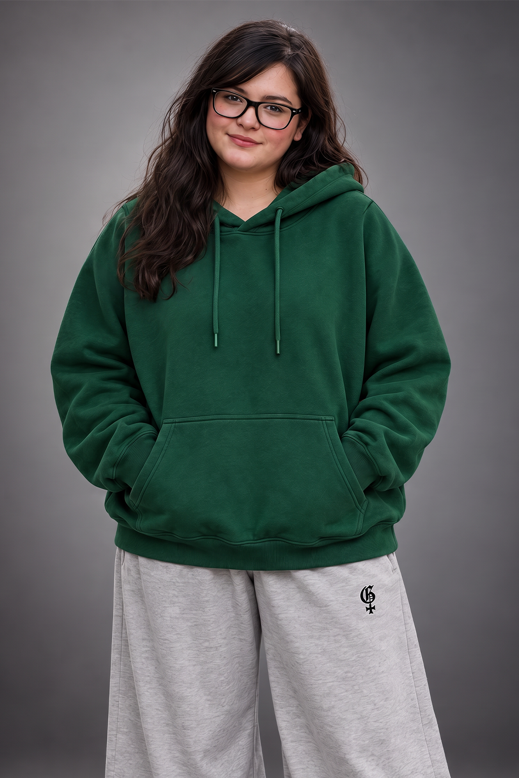 GREEN PLUS SIZE HOODIE