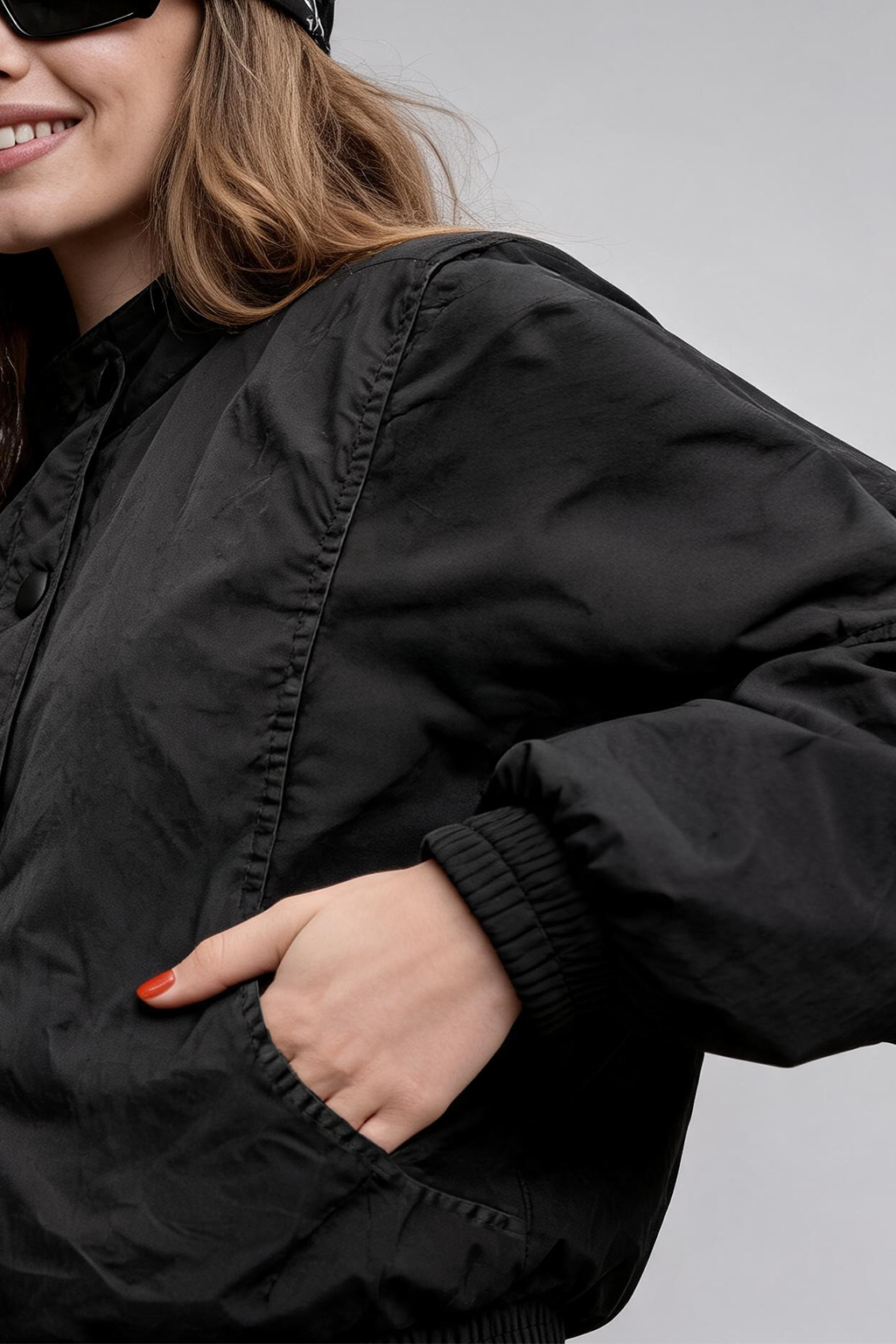 STAND COLLAR BLACK JACKET
