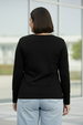Black Plain Full Sleeve Plus Size T-shirt