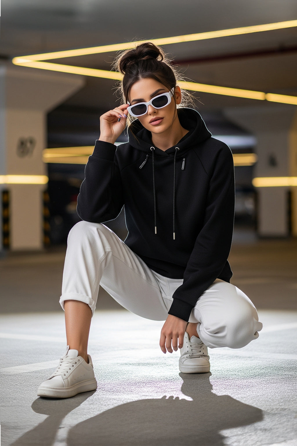 Plain Black Regular Fit Hoodie