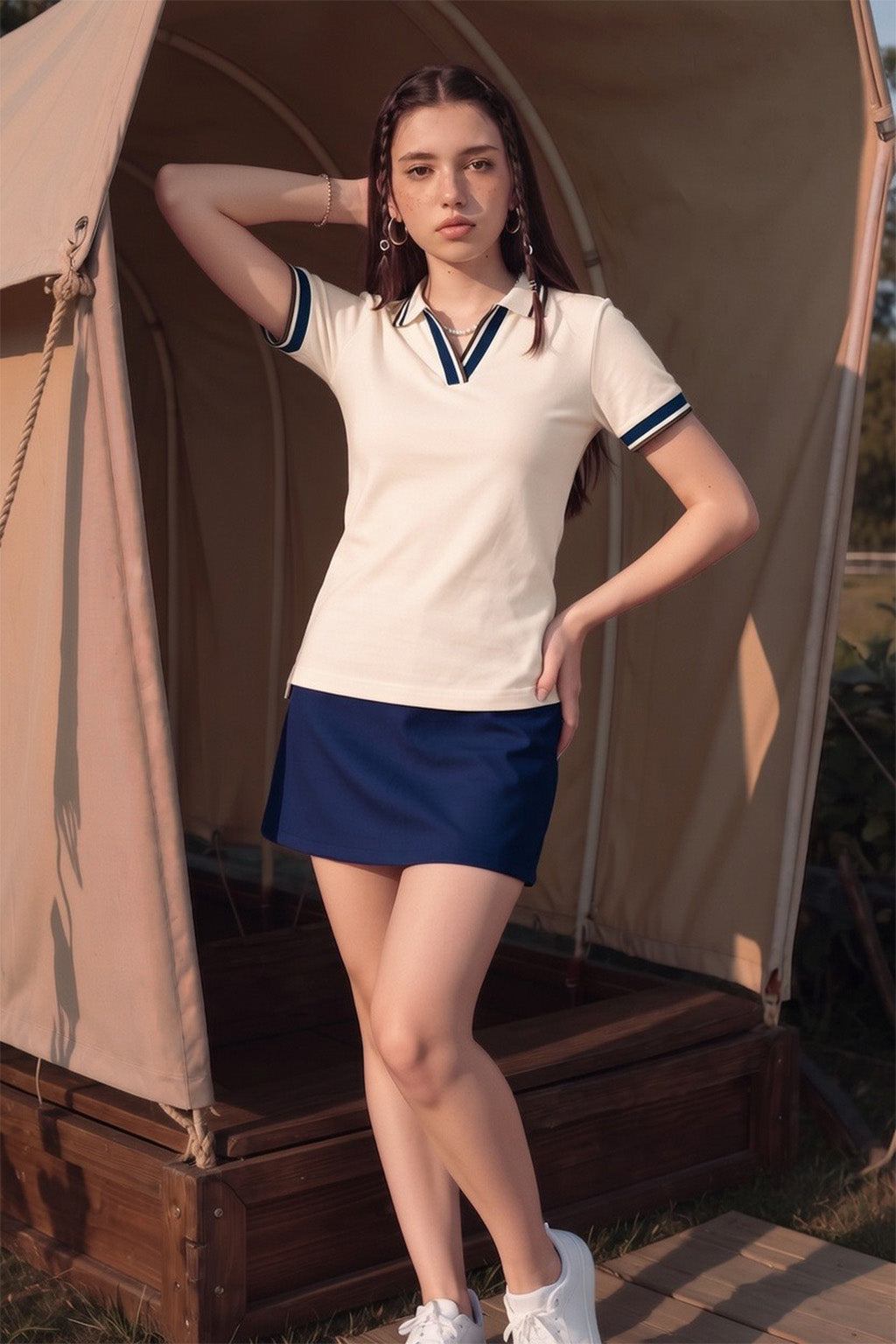 Stripe Collar Marshmallow Regular Fit Premium Pique Lycra Polo T-Shirt