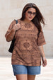 Paisley Beige Plus Size Oversized T-shirt