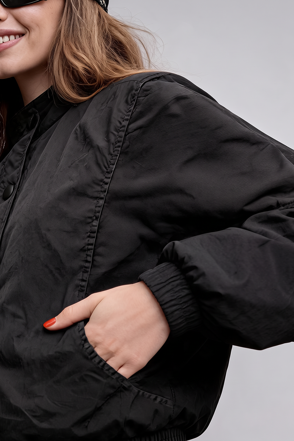 STAND COLLAR BLACK JACKET
