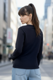 Navy Plain Full Sleeve Regular Fit T-Shirt
