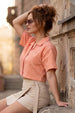 AOP Pink Peach Oversized Crop Shirt
