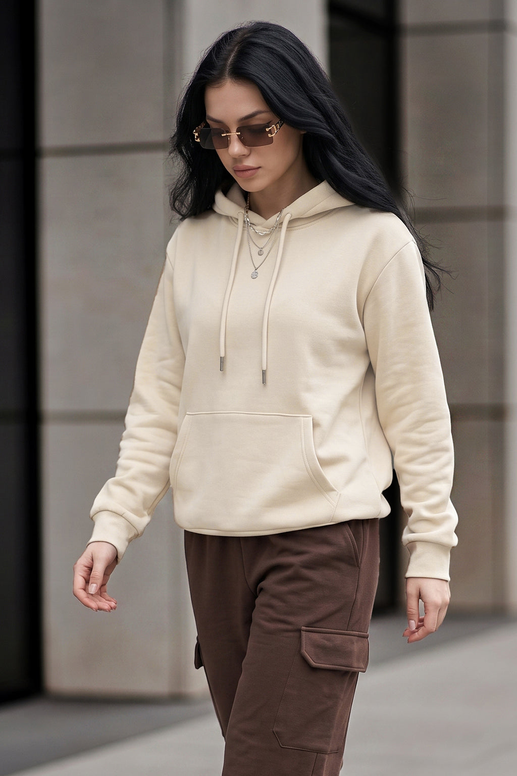 Marshmallow Plain Spun Regular Fit Hoodie
