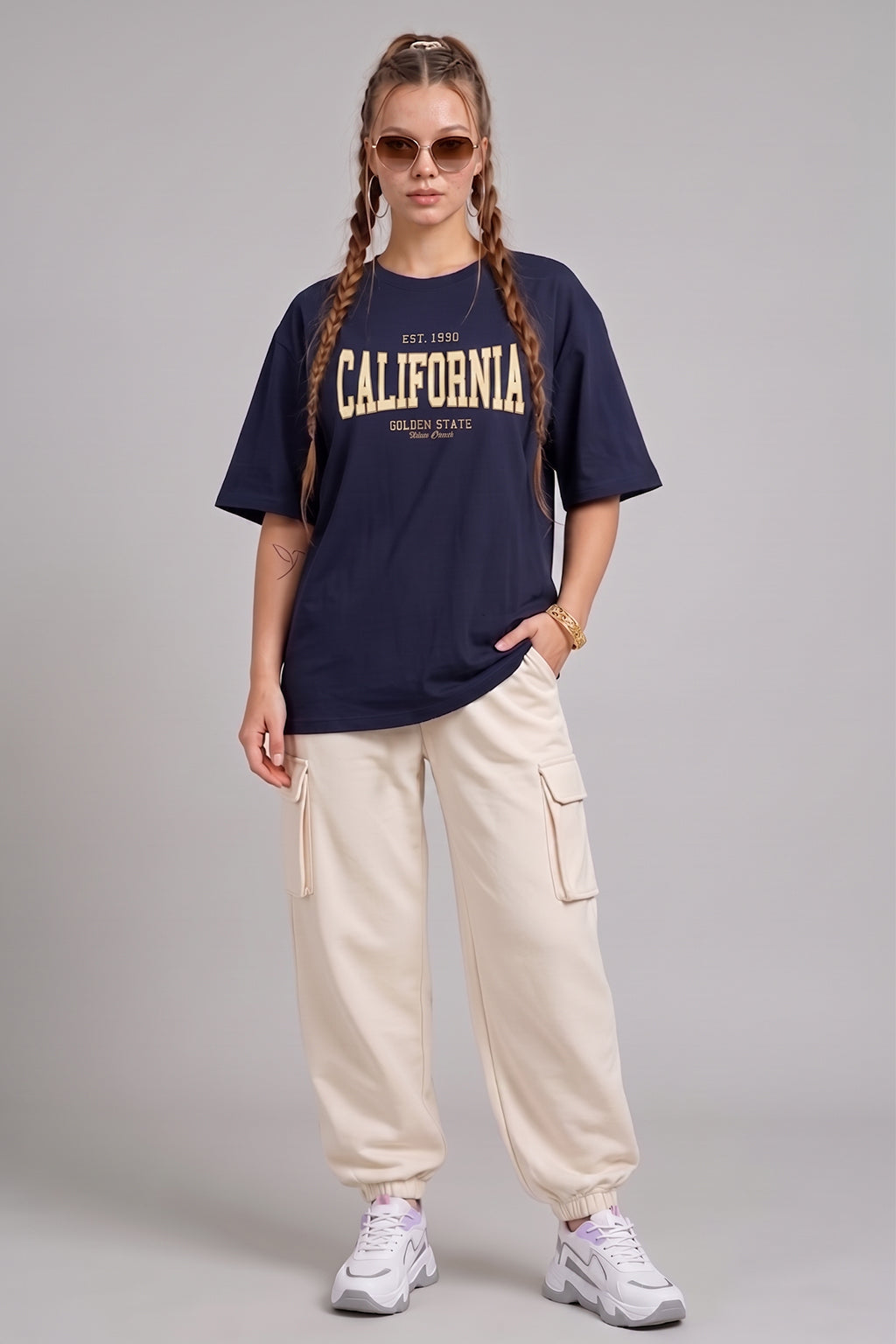 California Navy Oversized Typographic T-Shirt