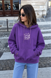 Take It Easy Typographic Printed Purple Oversized Hoodie