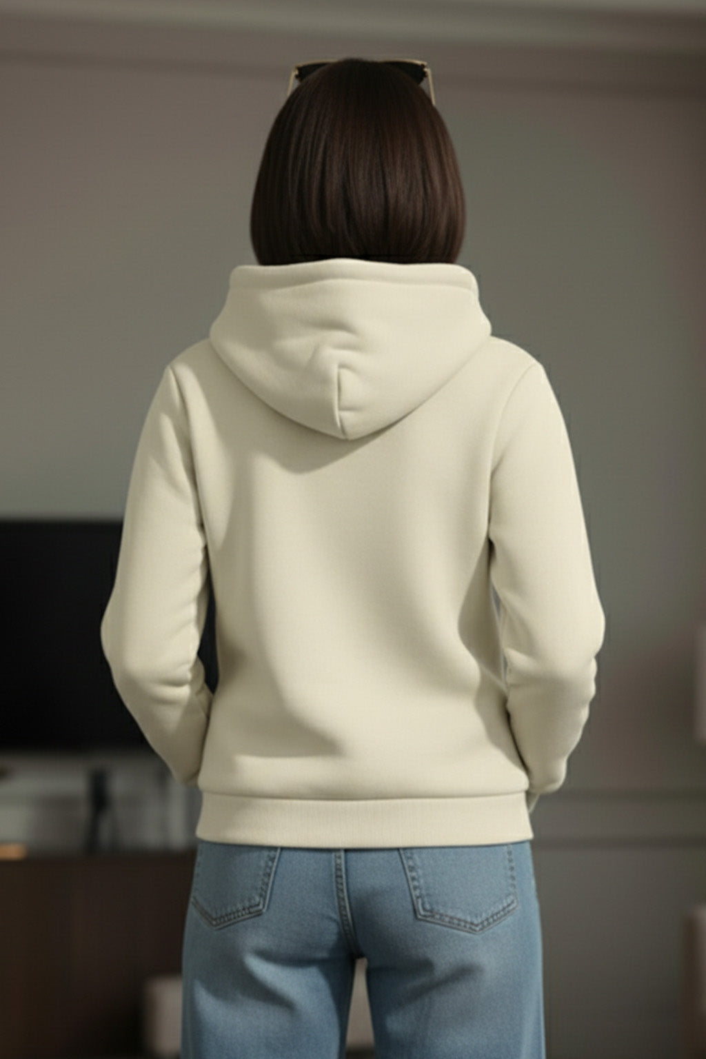 Marshmallow Plain Spun Regular Fit Hoodie