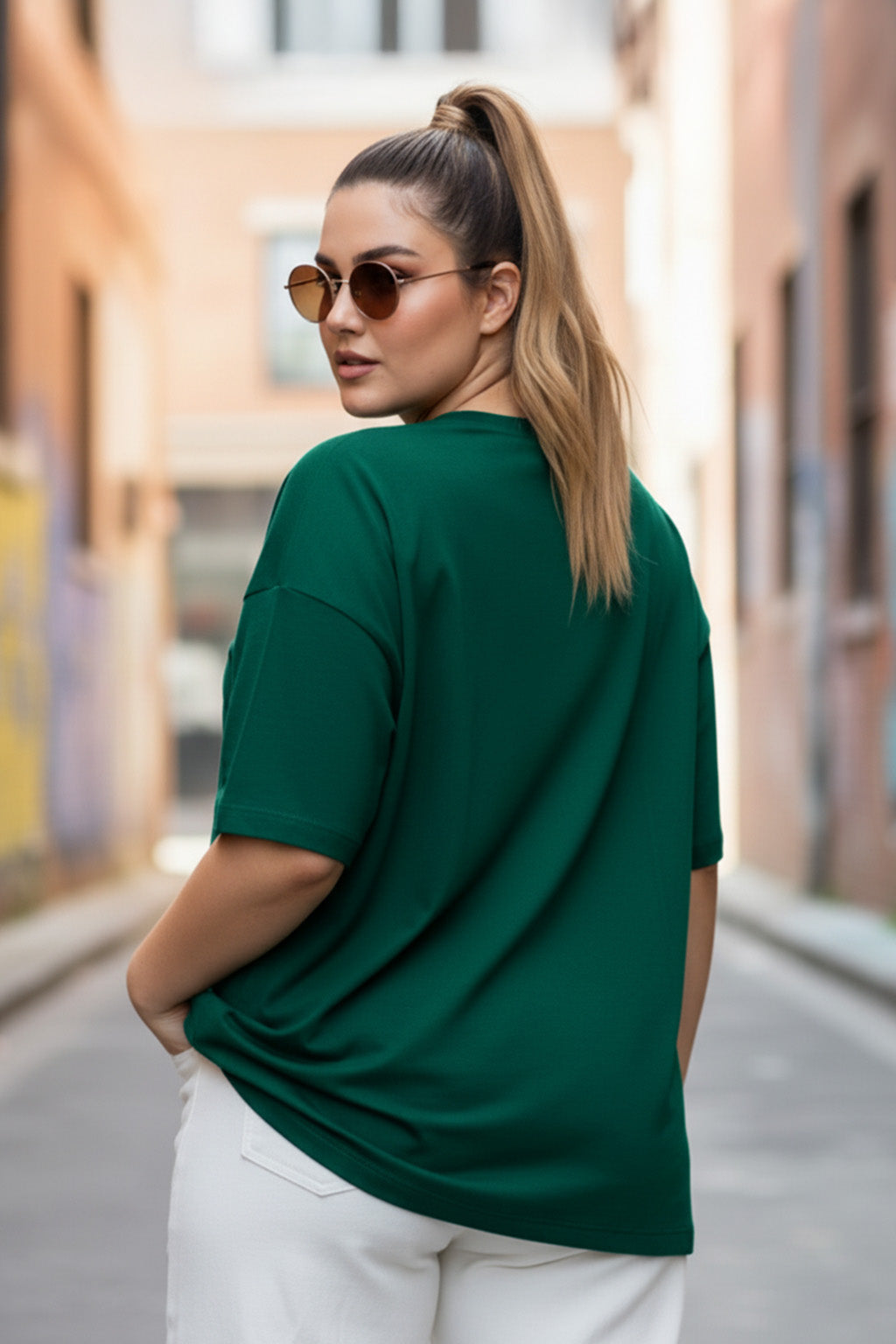 California Green Plus Size Printed T-shirt