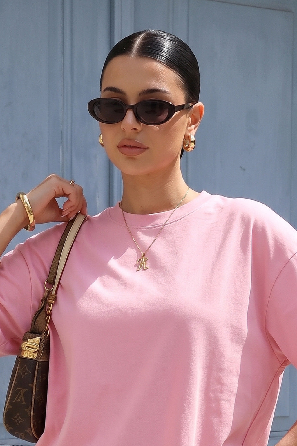 Pink Plain Oversized T-Shirt