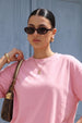Pink Plain Oversized T-Shirt