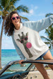 Bubble Gum Giraffe White Oversized Crewneck Printed Sweatshirt
