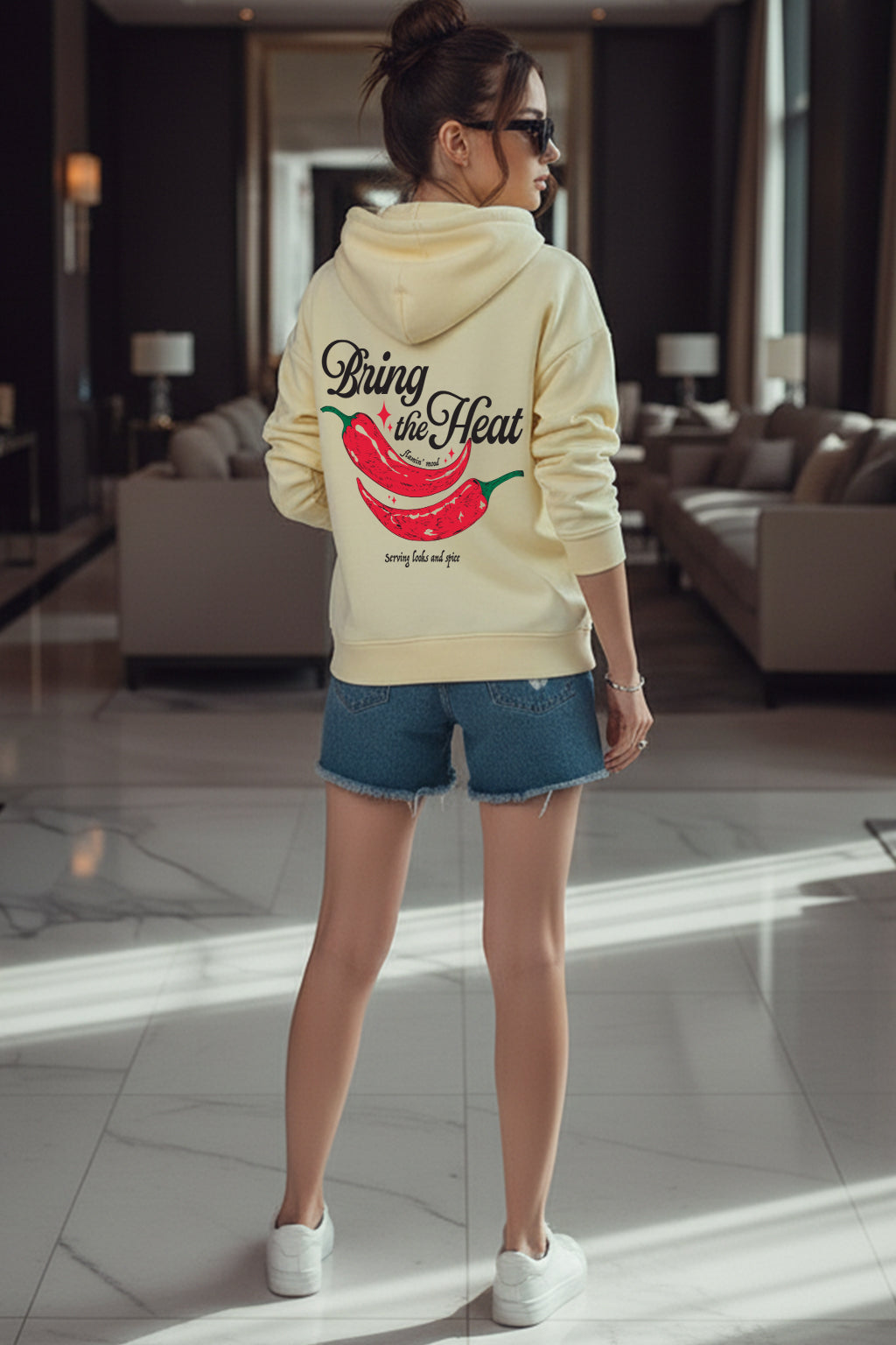 Bring The Heat Marshmallow Oversized Printed Hoodie