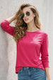 Pink Plain Full Sleeve Regular Fit T-Shirt