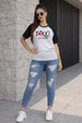 Tokyo Typographic Oversized Fit White Reglan Sleeve T-Shirt