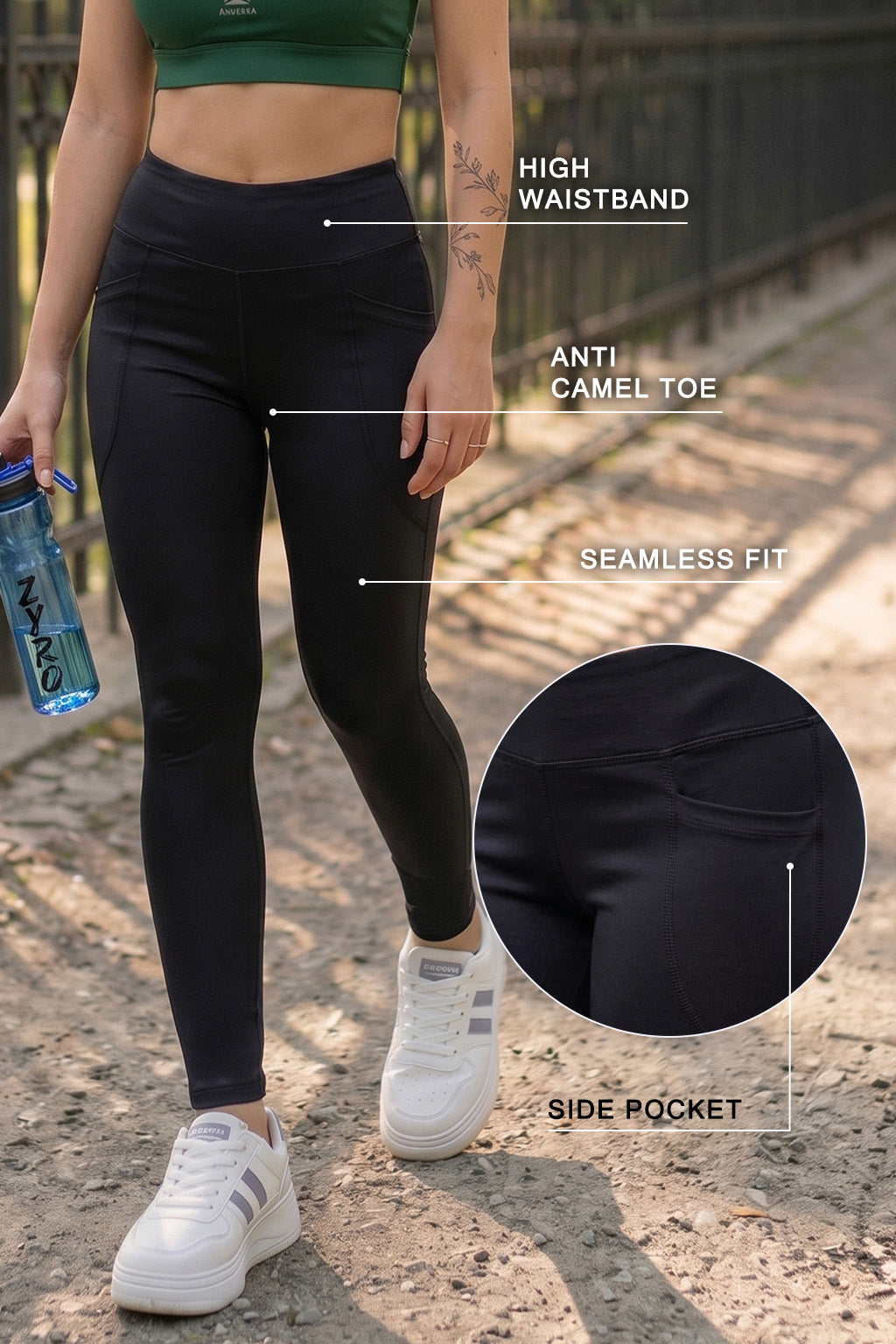 Black Plain 2 Pocket Skin Fit Legging