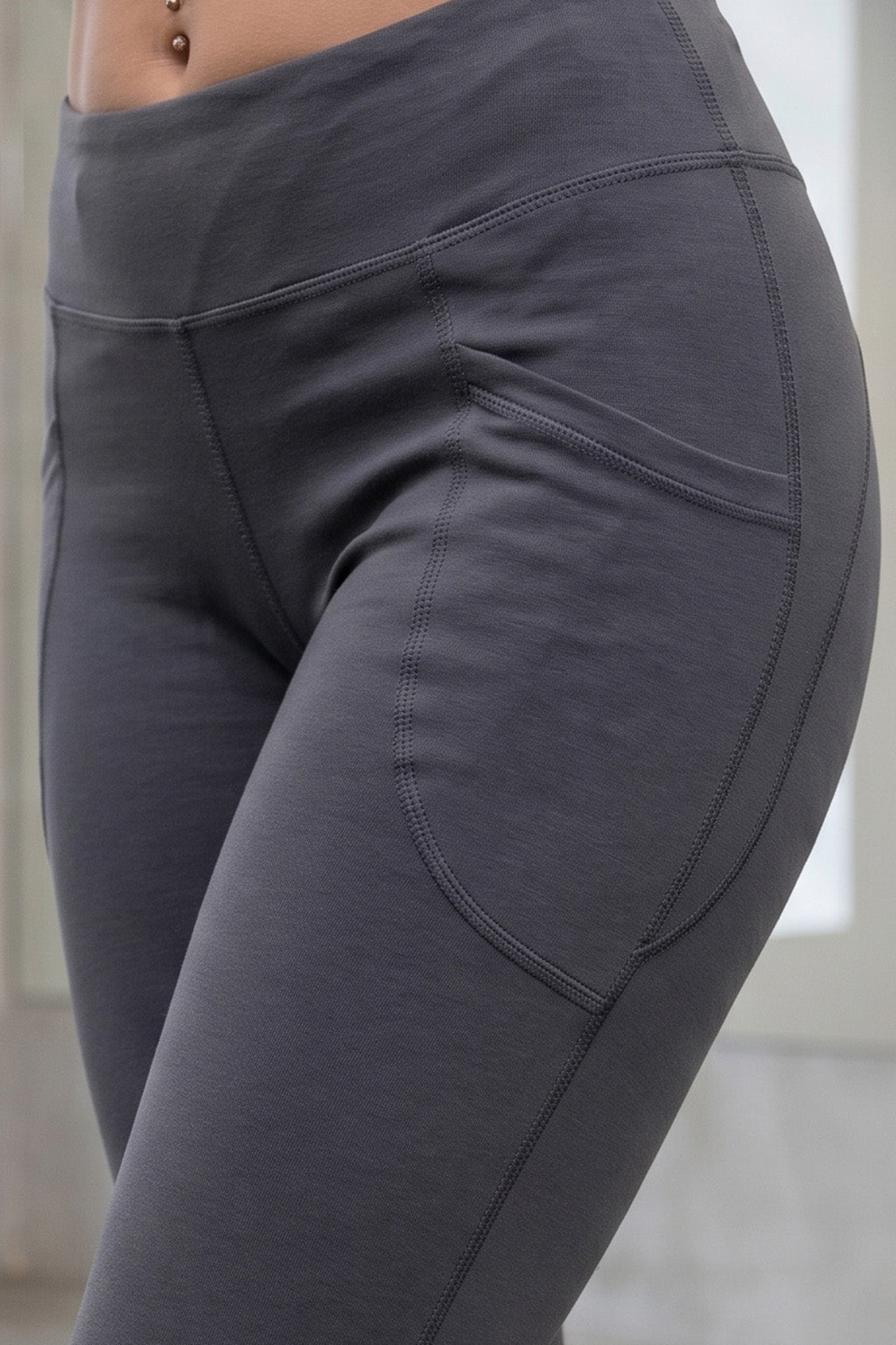 Light Grey Plain 2 Pocket Skin Fit Legging