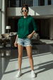 Green Plain Spun Regular Fit Hoodie