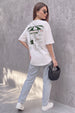 Fun Pizza White Oversized Printed T-Shirt