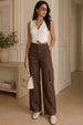 Brown Plain 5 Pocket Straight Fit Woven Cargo