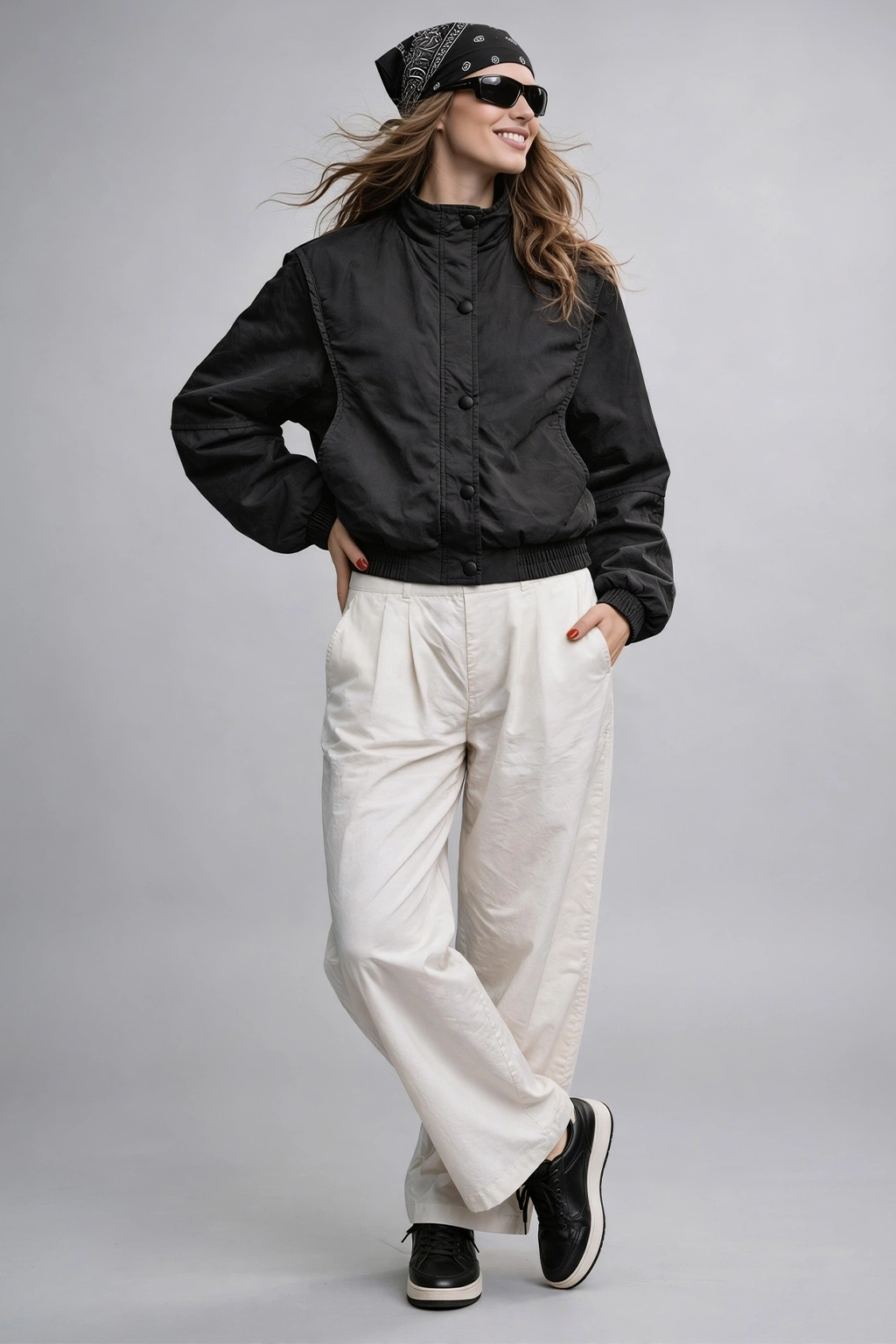 STAND COLLAR BLACK JACKET