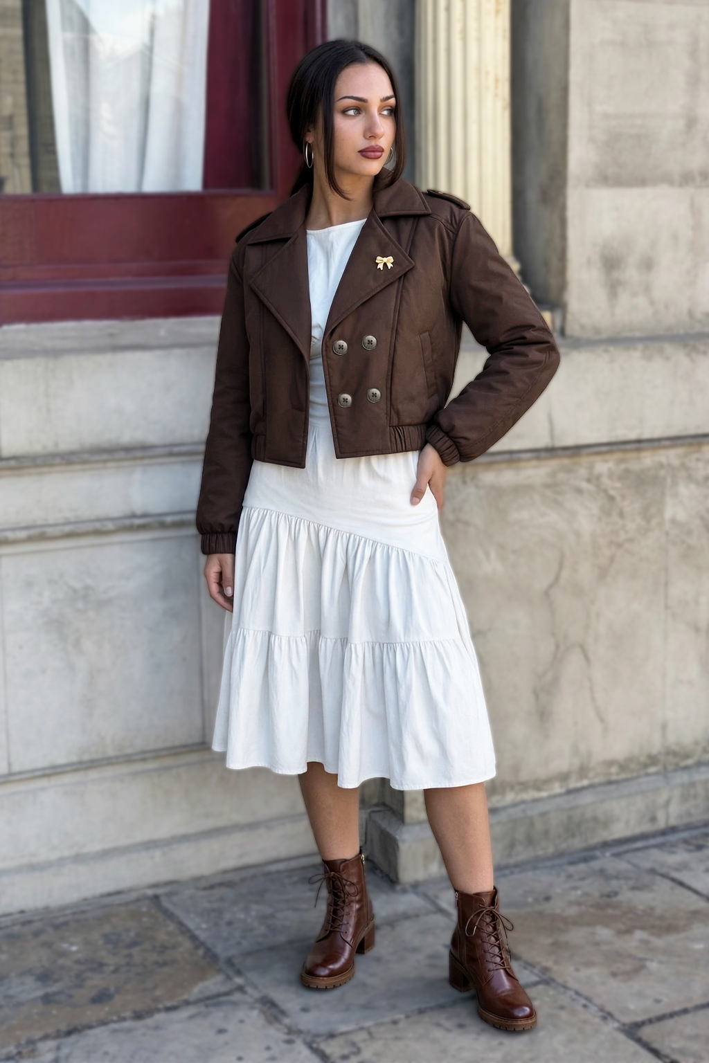 FLURRY BROWN CROPPED JACKET