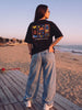 Sun Sand Surf Black Oversized Fit Graphic T-Shirt