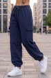 Navy Blue Plain Baggy Fit Cargo Jogger