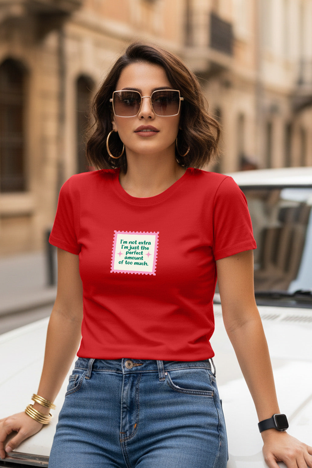 I'm The Perfect Red Printed Regular Fit T-Shirt
