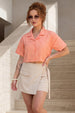 AOP Pink Peach Oversized Crop Shirt