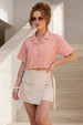 AOP Pink Peach Crop Shirt
