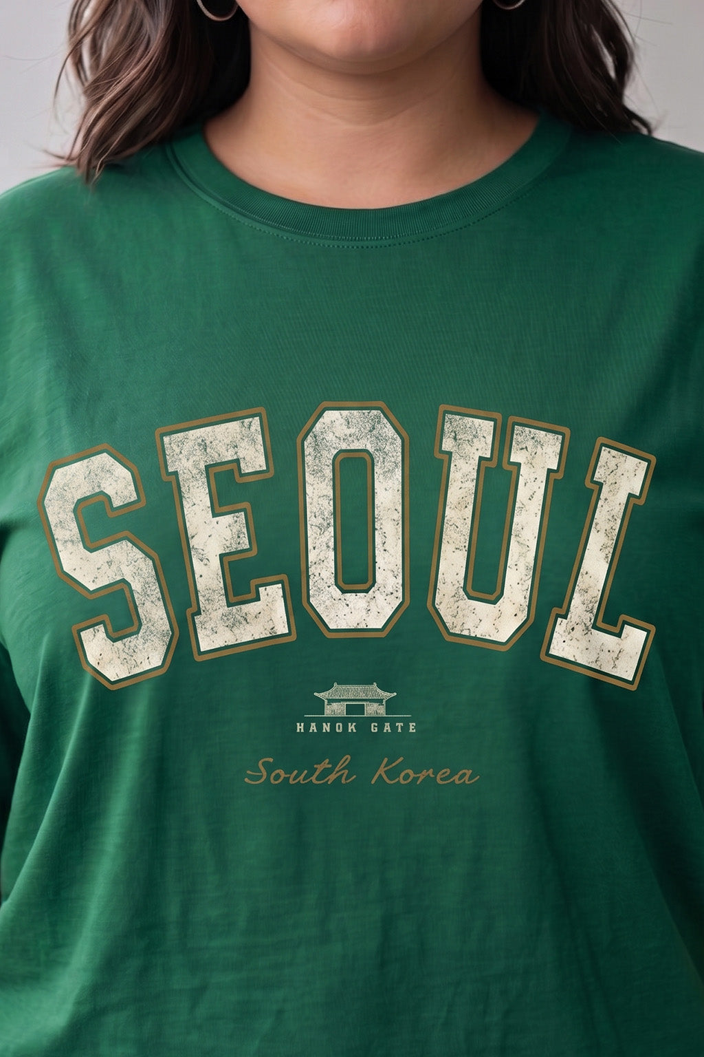 Seoul Green Plus Size Printed T-shirt