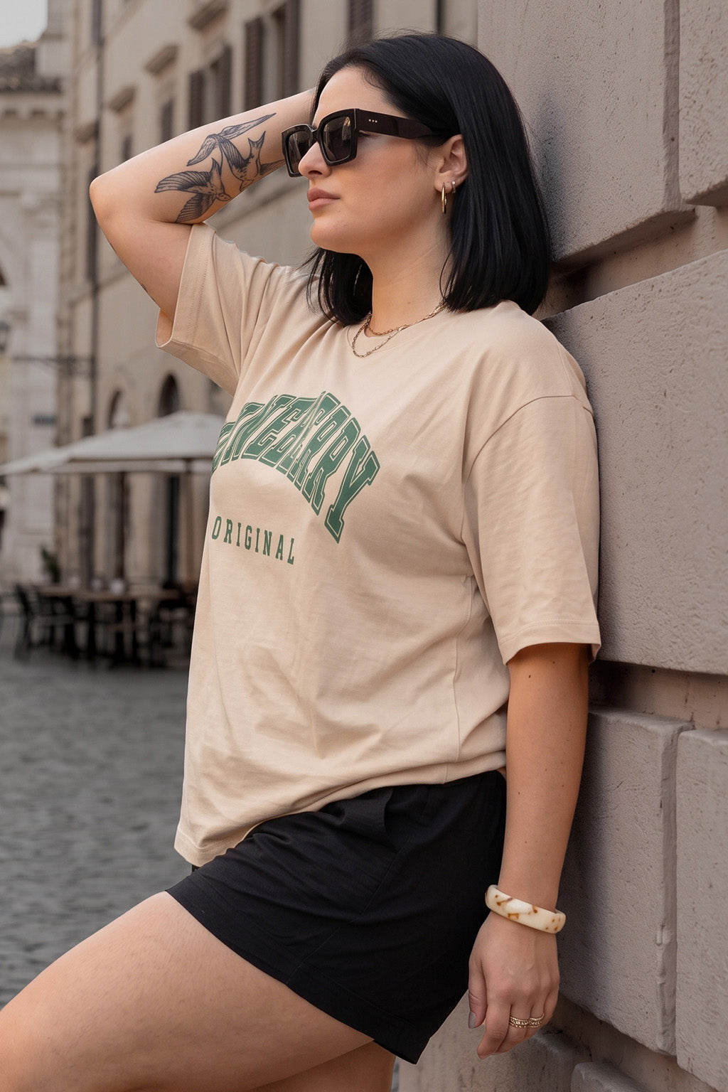 Juneberry Original Swanwhite Plus Size Printed T-shirt