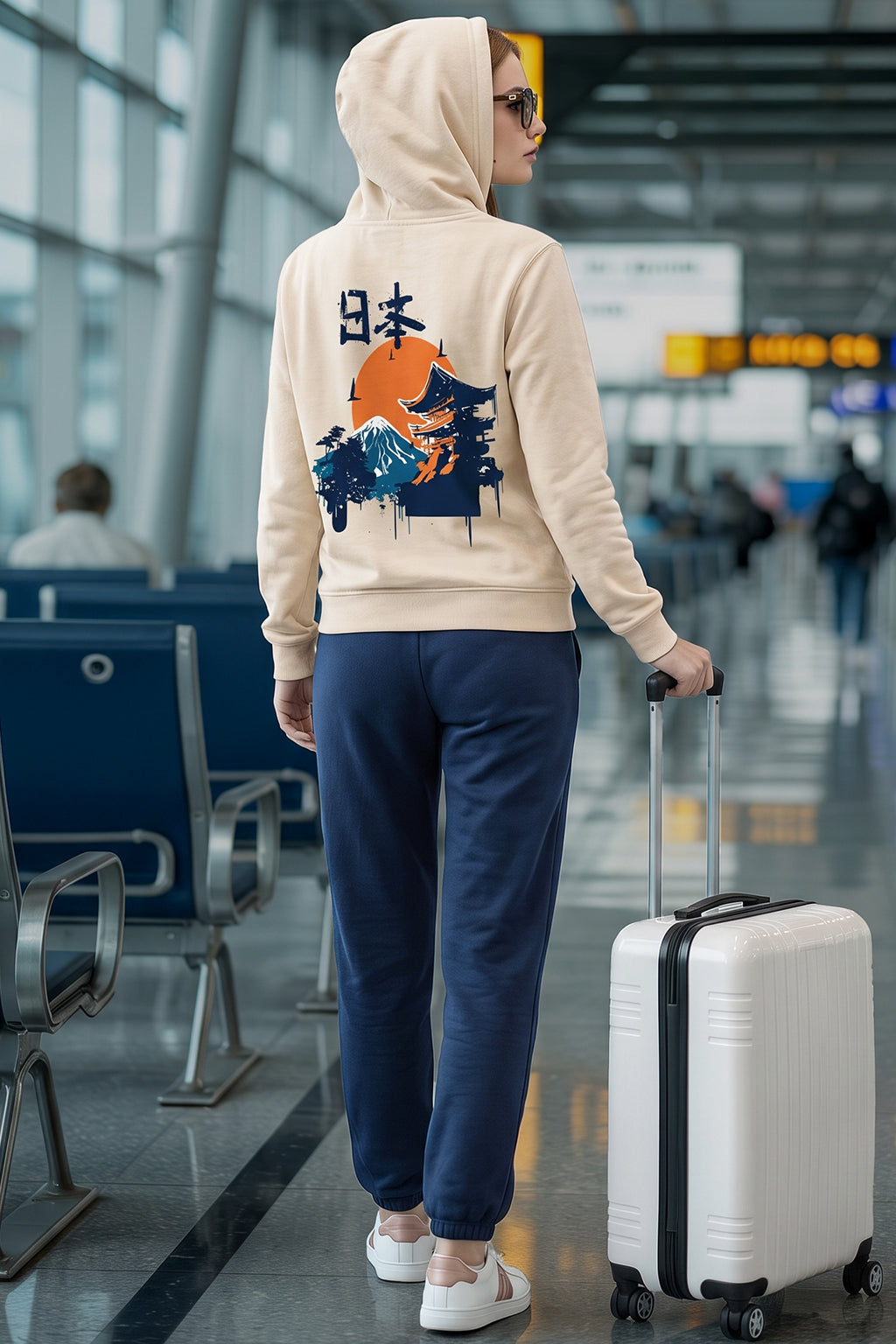 Nature Graphic Printed Beige Regular Fit Hoodie