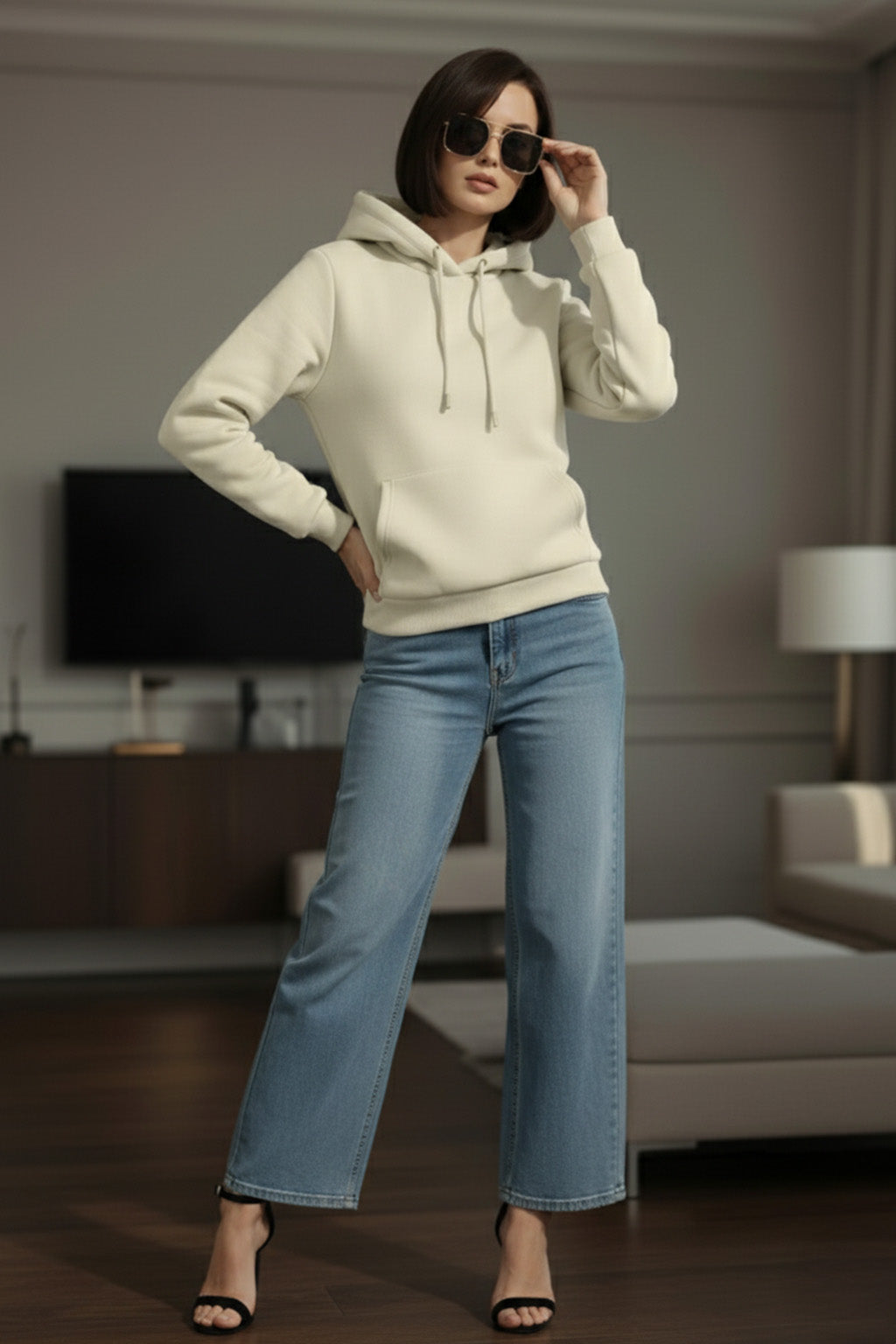 Marshmallow Plain Spun Regular Fit Hoodie