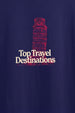 Travel Destinations Royal Blue Oversized Fit Printed T-Shirt