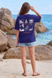 Viva Royal Blue Oversized Fit Printed T-Shirt