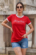 Juneberry Paradise Red Regular Fit Printed T-shirt