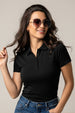 Black Plain Cotton Regular Slim Fit Polo T-Shirt