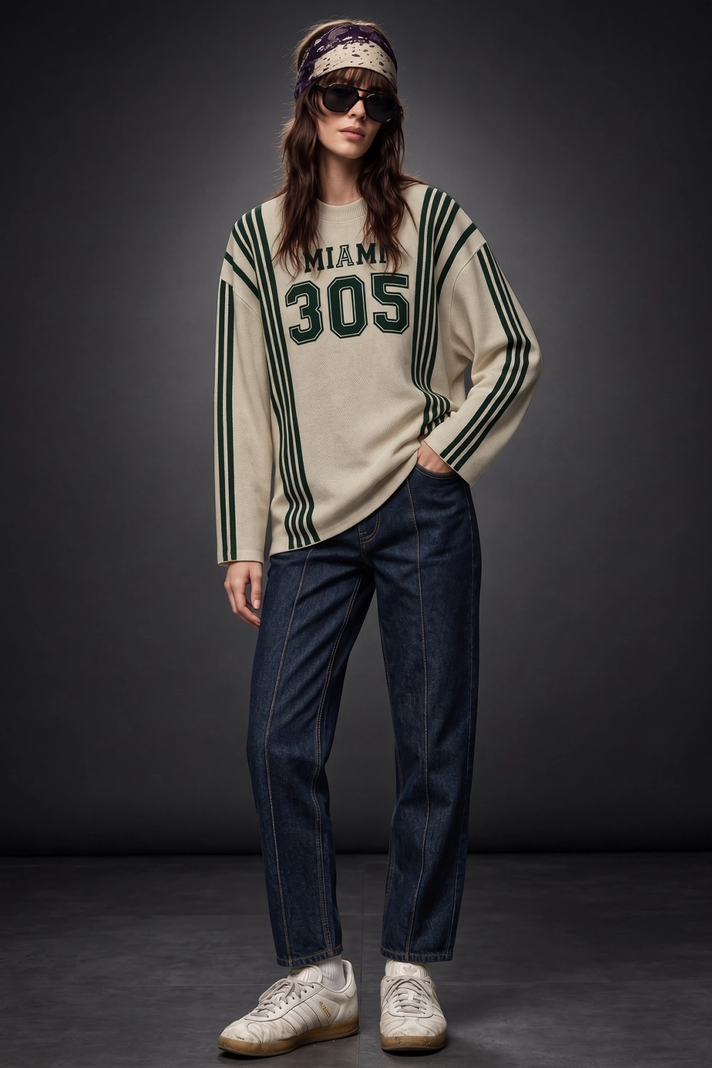 Miami Swanwhite Flatknit Striped Sweatshirt
