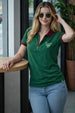 Tennis Club Green Regular Fit Premium Pique Lycra Zipper Polo T-Shirt
