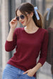 Maroon Plain Full Sleeve Regular Fit T-Shirt